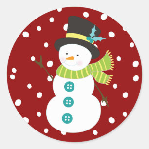 Niedlicher Weihnachtsschneemann Schneeschuhe Weihn Runder Aufkleber
