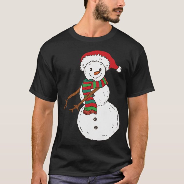 Niedlicher Weihnachtsschneemann T - Shirt (Vorderseite)