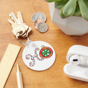 Niedlicher Weihnachtstext, Ho in Candy Canes Ornam Schlüsselanhänger