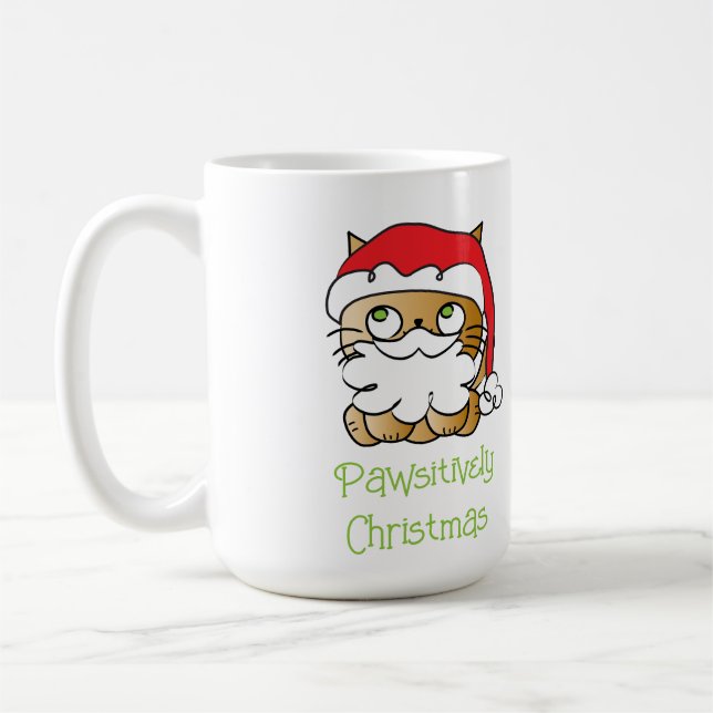 Niedlicher Weihnachtsurlaub Cartoon Katze Funny Sp Kaffeetasse (Links)