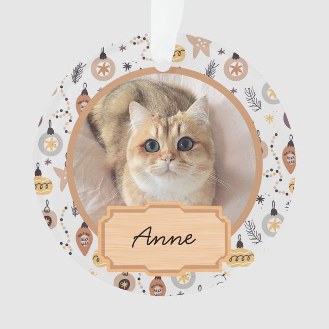 niedlicher Weihnachtsurlaub Custom Cat Foto Ornament (Vorderseite)