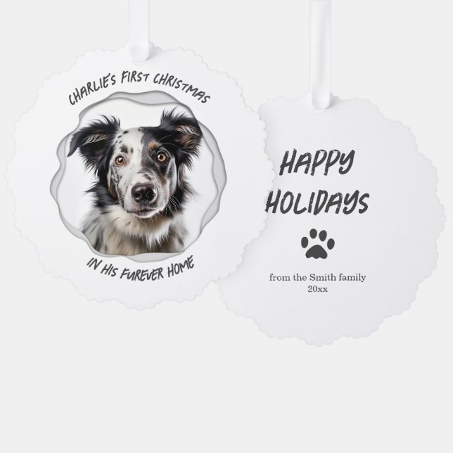 Niedlicher Weihnachtsurlaub für Hunde Ornament Karte (Vorderseite/Rückseite)