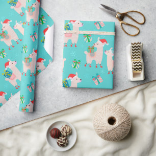Niedlicher Weihnachtsurlaub Llama Kindermuster Geschenkpapier