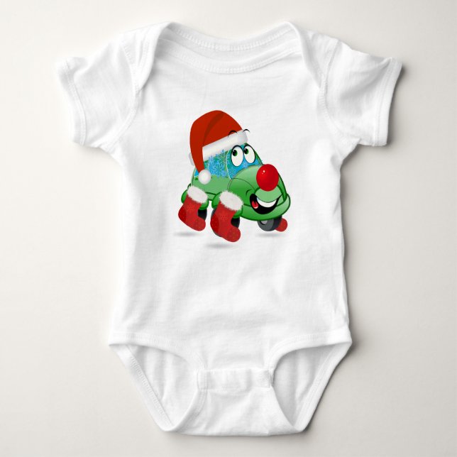 Niedlicher Weihnachtswagen Cartoon Baby Strampler (Vorderseite)