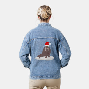 Niedlicher Weihnachtswalrus Jeansjacke