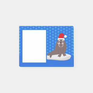 Niedlicher Weihnachtswalrus und Schneeflocken Post-it Klebezettel
