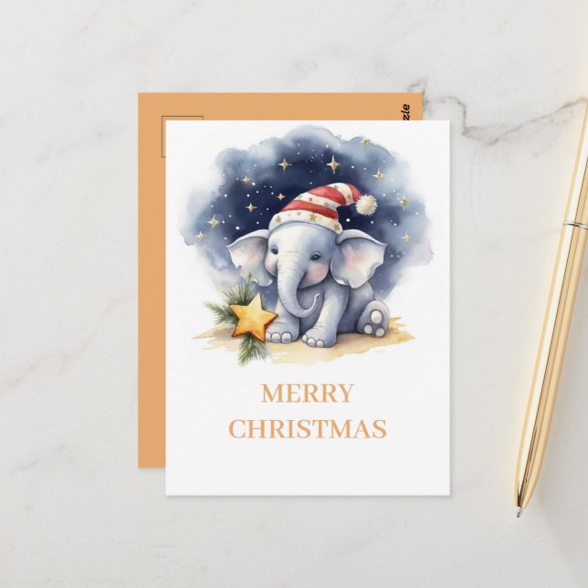 Niedlicher Weihnachtswasserelementar Postkarte (Vorderseite/Rückseite Beispiel)