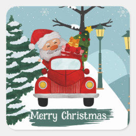 Niedlicher WeihnachtsWeihnachtsmann Quadratischer Aufkleber