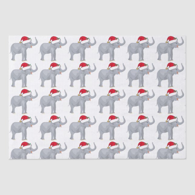 Niedlicher Weihnachtsweiße Elefant in der Weihnach Seidenpapier (Vorderseite)