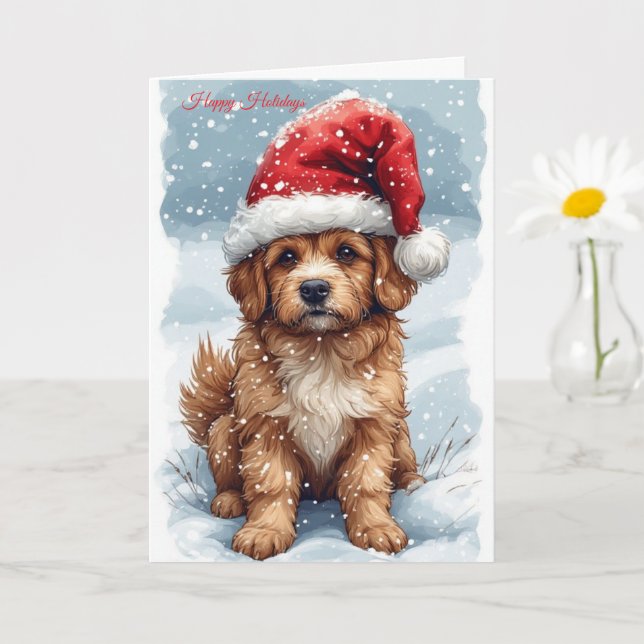 Niedlicher Weihnachtswelpen Karte (Kleine Pflanze)