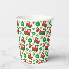 Niedlicher Weihnachtszug Berries Ornament Muster Pappbecher