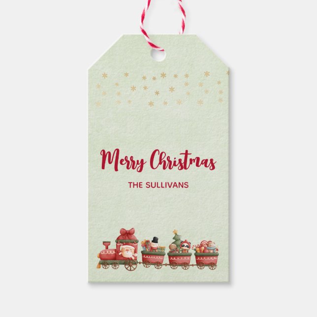 Niedlicher Weihnachtszug mit Spielzeug Geschenkanhänger (Vorderseite)