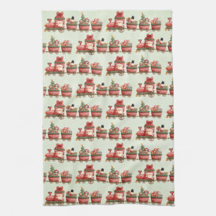 Niedlicher Weihnachtszug mit Spielzeug Geschirrtuch