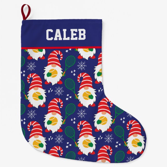 🎾 Niedlicher Weihnachtszwerg mit Tennisball Großer Weihnachtsstrumpf (Vorderseite)