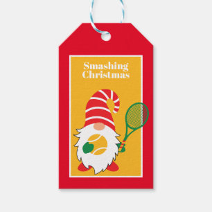 🎾 Niedlicher Weihnachtszwerg mit Tennisschläger Geschenkanhänger