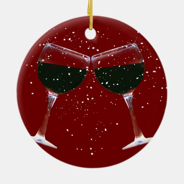 Niedlicher Wein Land Weihnachten Keramik Ornament (Hinten)