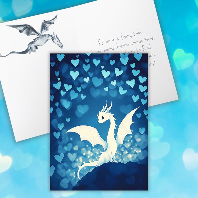 Niedlicher Weißdrache für den Grandson-Valentinsta Karte (Cute White Dragon for Grandson Valentine's Day Card)