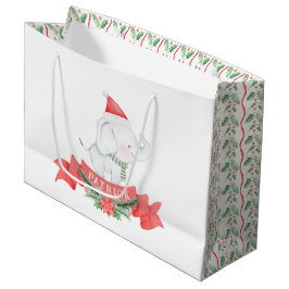 Niedlicher weißer Elefant | Weihnachten Große Geschenktüte