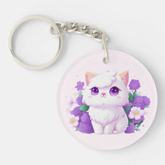 Niedlicher weißer Fluffy Perserkatze mit Morgengla Schlüsselanhänger