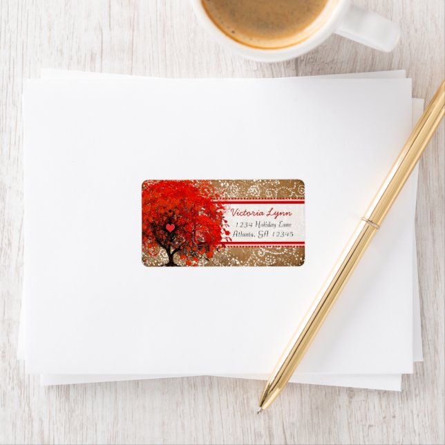 Niedlicher, weißer, geblähter Tree Rosa Punkte Adressaufkleber (Insitu)