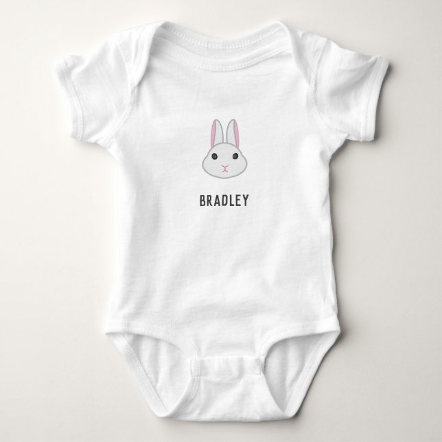 Niedlicher weißer Hase auf Baby Strampler (Vorderseite)