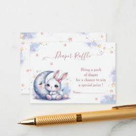 Niedlicher weißer Hase auf dem Mond Begleitkarte