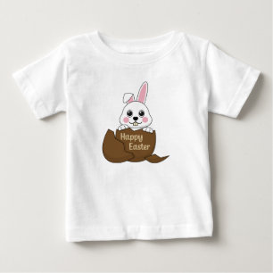 Niedlicher Weißer Hase im Schokoladeneier glücklic Baby T-shirt