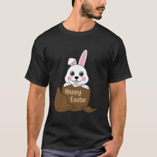 Niedlicher Weißer Hase im Schokoladeneier glücklic T-Shirt