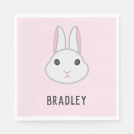 Niedlicher weißer Hase in Rosa Serviette