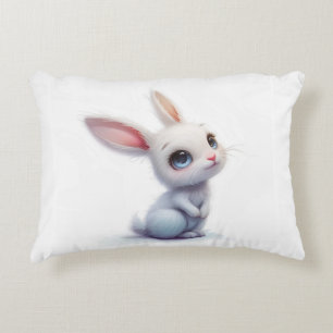 Niedlicher Weißer Hase mit blauen Augen Dekokissen