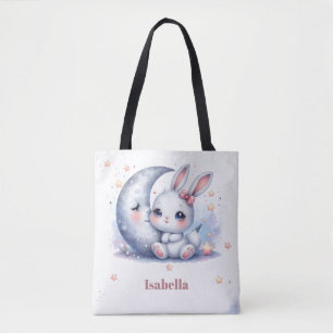niedlicher weißer Hase und Mond