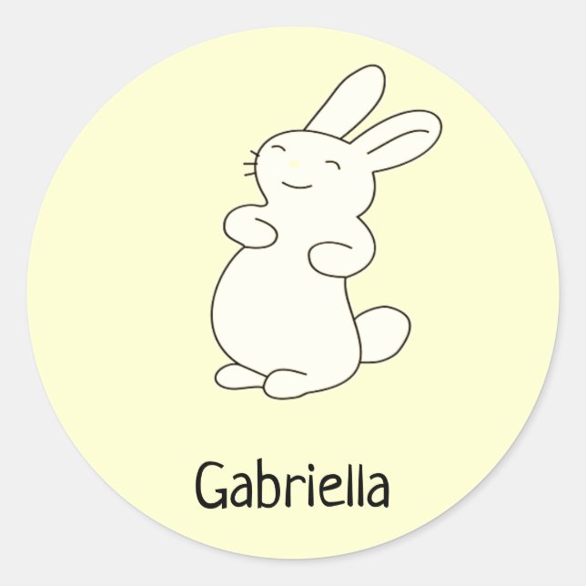 Niedlicher weißer Hengst personalisierter Name gel Runder Aufkleber (Vorderseite)