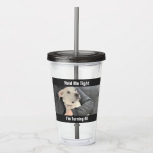 Niedlicher weißer Hund erschreckt, 40 Funny Gray z Acryltrinkbecher