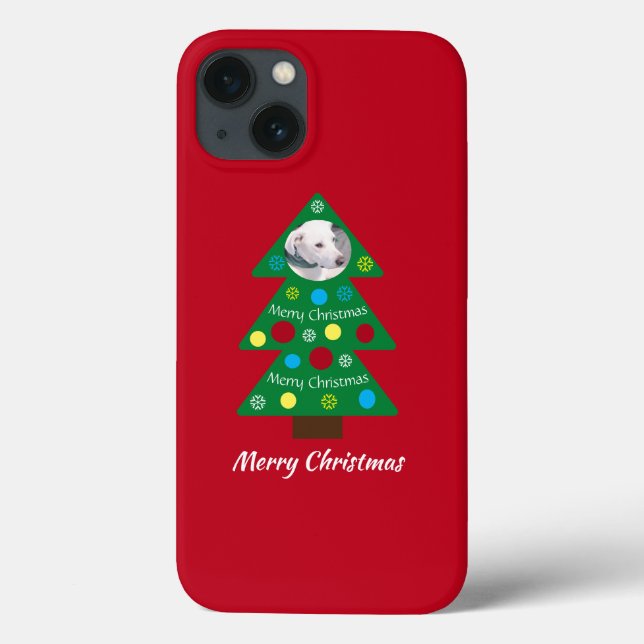 Niedlicher weißer Hund farbenfroher Weihnachtsbaum Case-Mate iPhone Hülle (Rückseite)