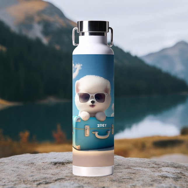 Niedlicher weißer Hund Reisekoffer Personalisierte Trinkflasche (Von Creator hochgeladen)