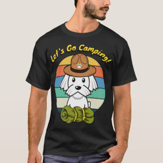 Niedlicher Weißer Hund will Camping zu gehen T-Shirt