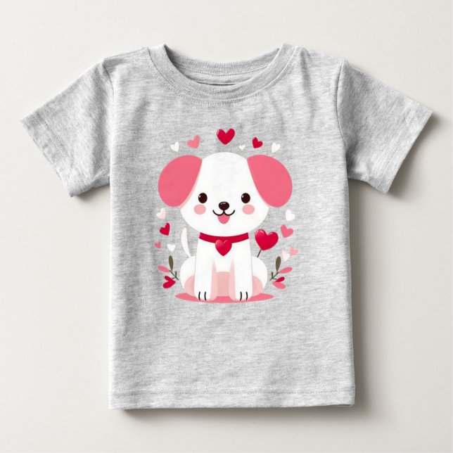 Niedlicher, weißer Hündchen Baby T-shirt (Vorderseite)