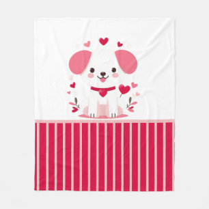 Niedlicher, weißer Hündchen Fleecedecke