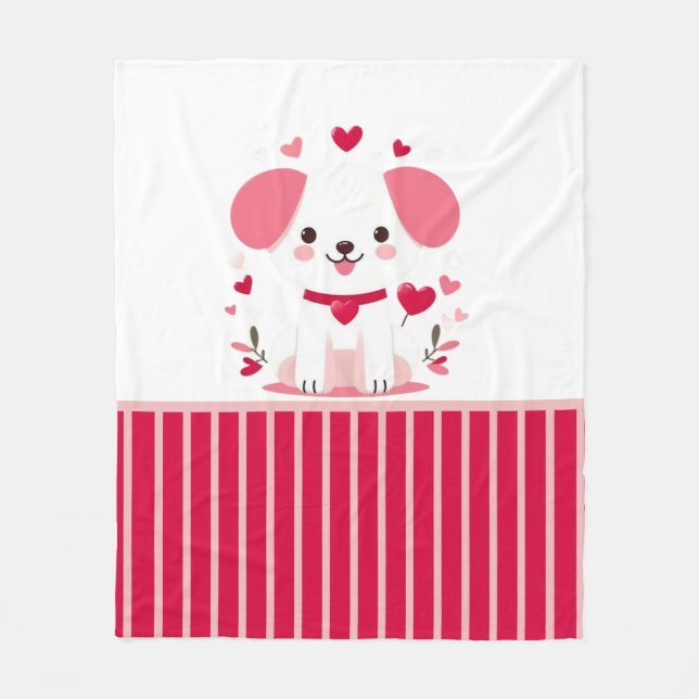 Niedlicher, weißer Hündchen Fleecedecke (Vorderseite)