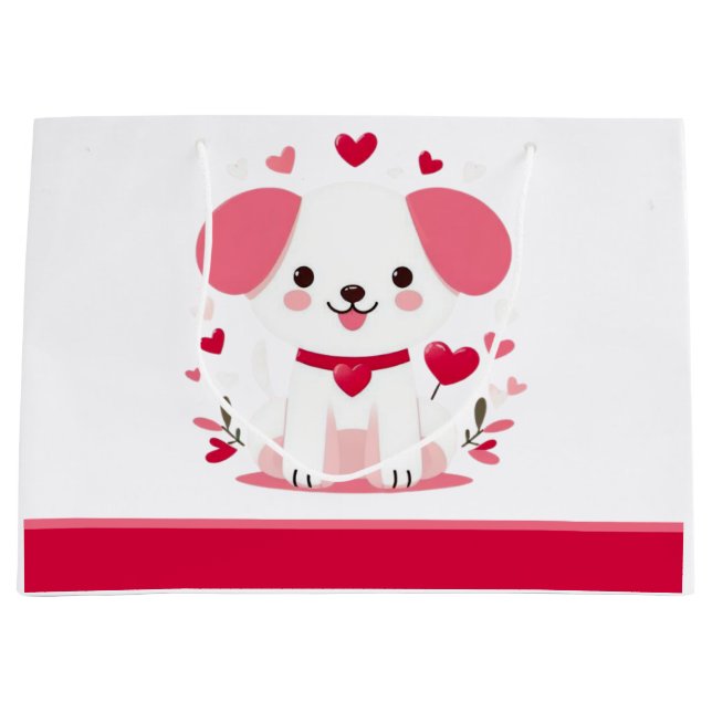 Niedlicher, weißer Hündchen Große Geschenktüte (Vorderseite)