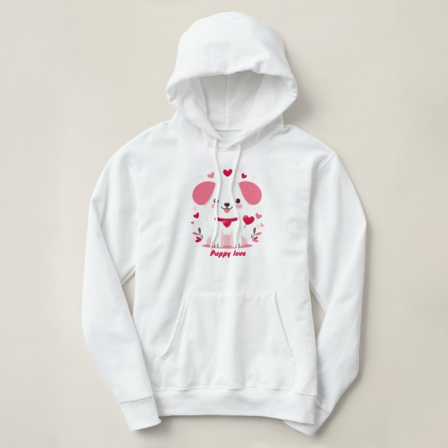 Niedlicher, weißer Hündchen Hoodie (Design vorne)
