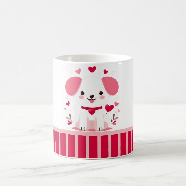 Niedlicher, weißer Hündchen Kaffeetasse (Mittel)