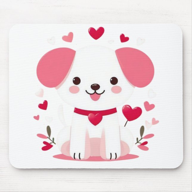 Niedlicher, weißer Hündchen Mousepad (Vorne)