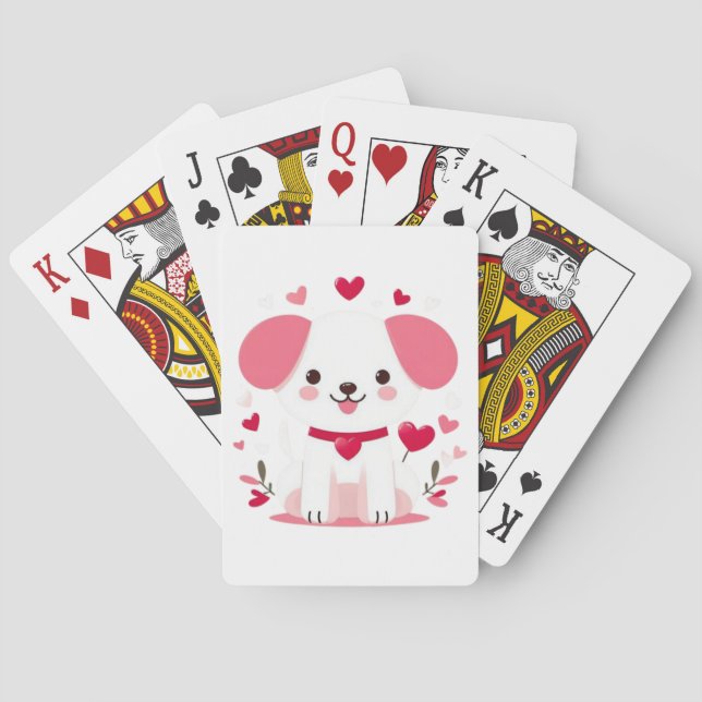 Niedlicher, weißer Hündchen Spielkarten (Rückseite)