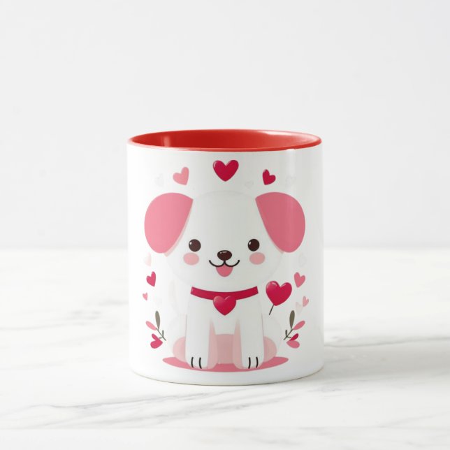 Niedlicher, weißer Hündchen Tasse (Zentrum)