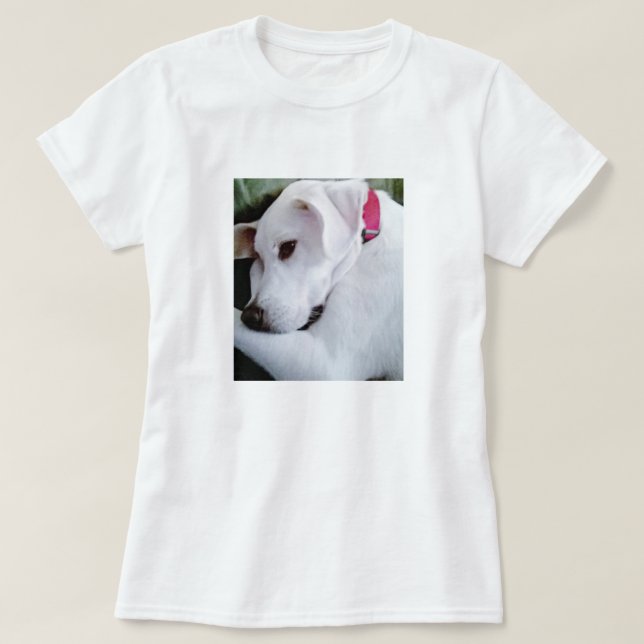 Niedlicher weißer Labrador Mix Dog T-Shirt (Design vorne)