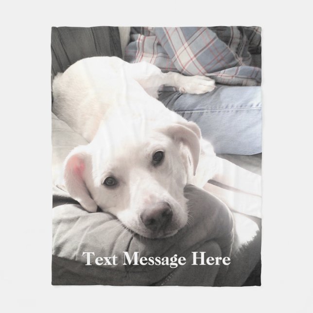 Niedlicher weißer Labrador Retriever Mix Dose mit  Fleecedecke (Vorderseite)