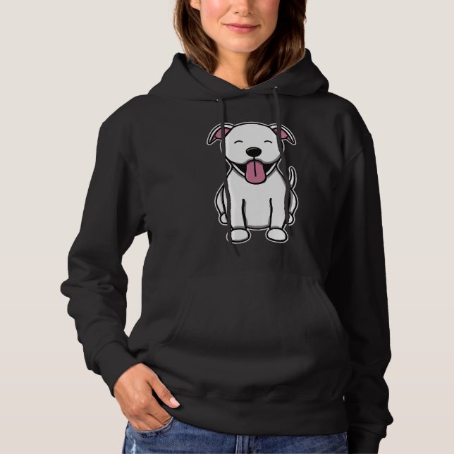 Niedlicher Weißer Pitbull Hoodie (Vorderseite)