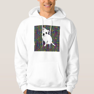 Niedlicher weißer Pitbull Welpe auf Kreis-Muster Hoodie