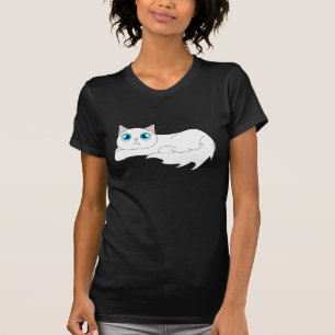 Niedlicher weißer Ragdoll Katzen-Cartoon T-Shirt